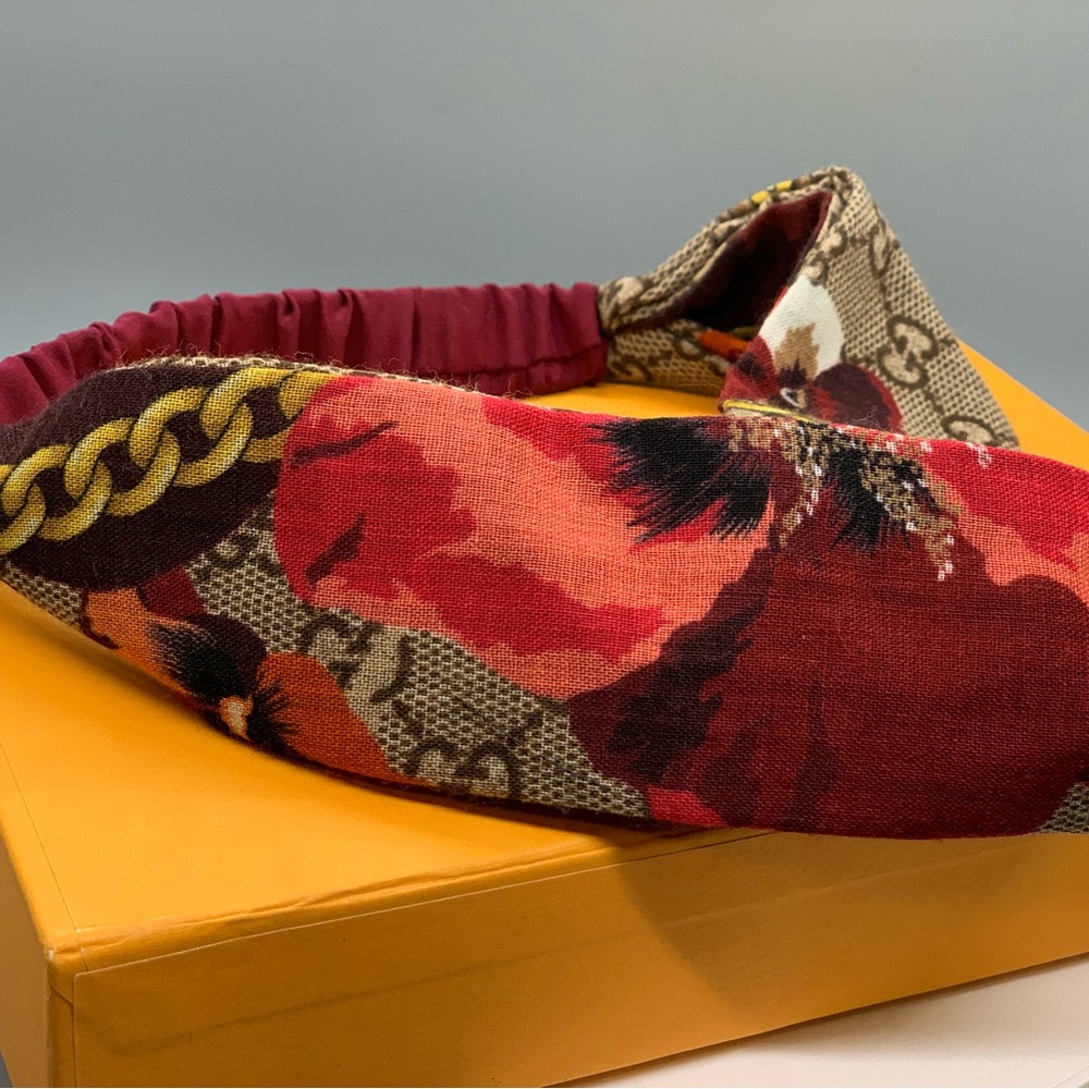 Floral Patterned Headband with Chain Detail